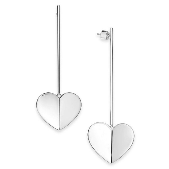 KATE SPADE • Silver Heritage Heart Linear Earrings - Picture 1 of 3